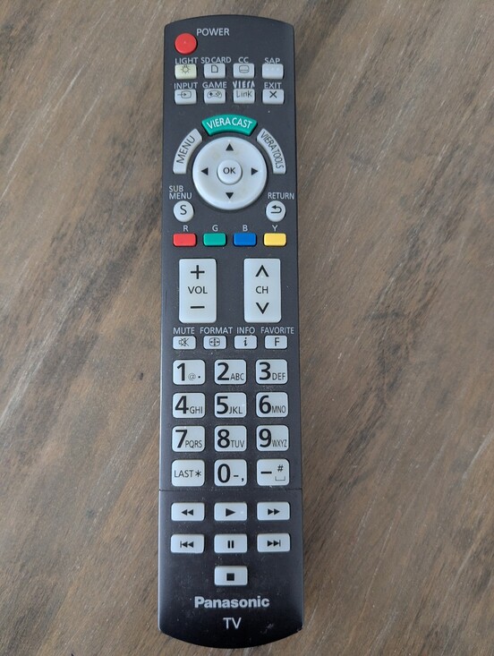 Panasonic Other - Panasonic TV Remote Control - Black with Color Buttons